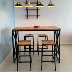 table haute selena bois et métal fabriquée en nos ateliers en Algérie