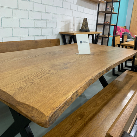 table bois metal banc